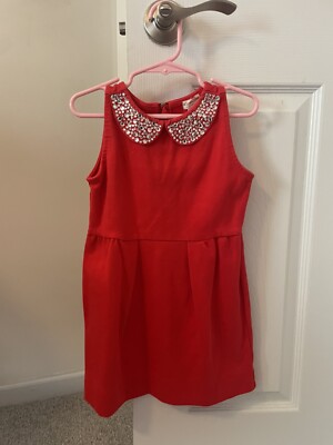J. Crew CrewCuts Christmas Dress Girls Size 4 Jeweled Neck Red | eBay