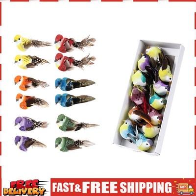 12pcs Mini Sparrow Clip on Ornaments Tree Decor Bird Model Crafts for DIY Crafts