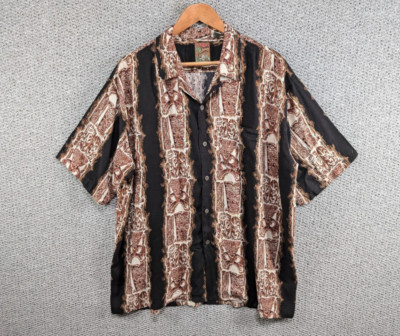 Pineapple Connection Vintage Herren Azteken Stamm Hawaii Viskose Knopf Hemd XL