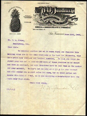 1903 San Francisco - H U Jaudin & Co - Commission Merchants - Letter Head Bill