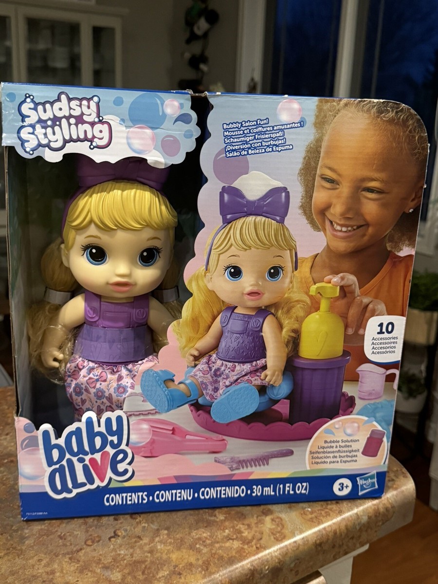 Baby Alive Sudsy Styling Doll, 12-Inch Toy for Kids and Up, Salon Baby  Doll Ac