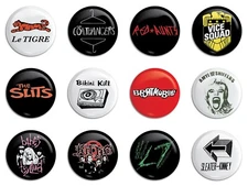 Riot Girls Women Bands Buttons/Pinbacks Amyl Bikini Kill L7 Vice Squad Red Aunts