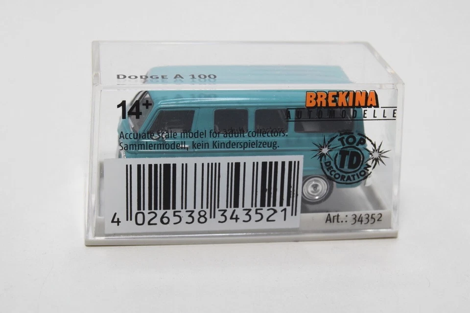 B8 1:87 BREKINA 34352 DODGE A 100 A100 BUS VAN BLUE-GREEN MIB - Immagine 3 di 4