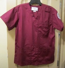 SZ X-SMALL WESTERN UNIVERSITY GRADUATE NURSING UNISEX MAROON SCRUB TOP UNIFORM