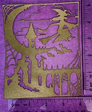 5    WITCH    SCENE cardstock paper die cut embellishments . HALLOWEEN