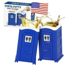 American Designed & Owned, Original Porta Potty Shot Glasses Gag Gift for Men, 