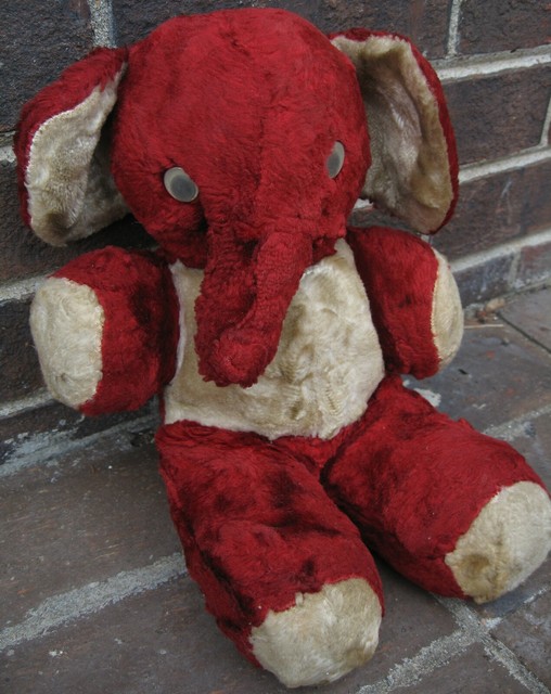 Red Elephant Plush Googly Eyes Vtg 40s 50s Stuffed Animal Toy Carnival Prize 12" eBay