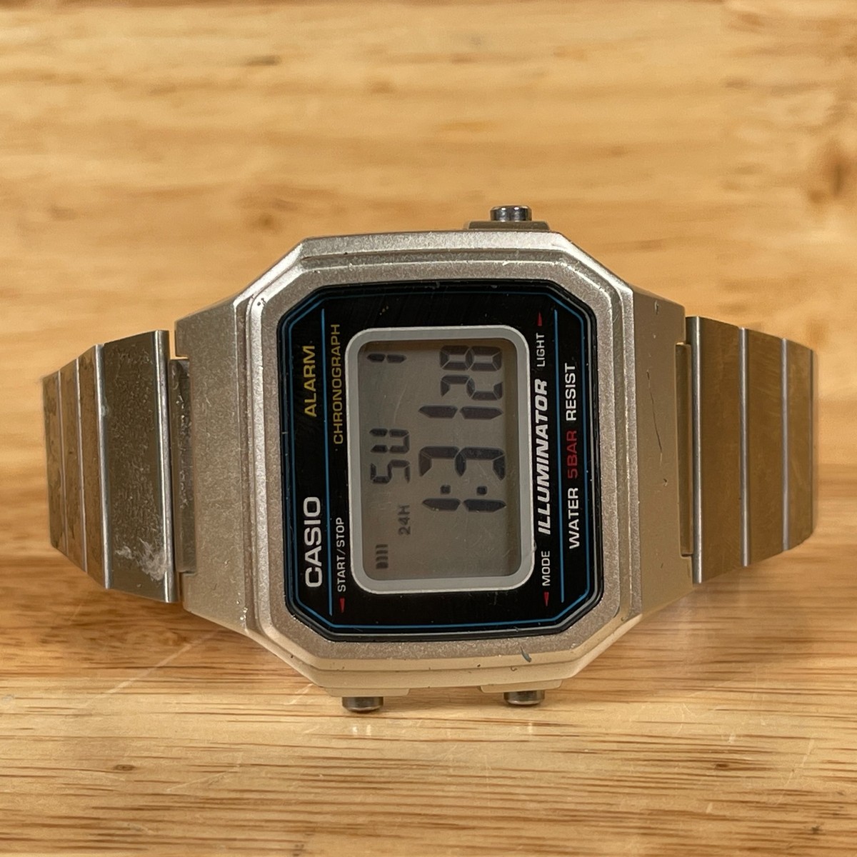 Casio B650W Mens Silver Digital Alarm Chrono Stainless Steel