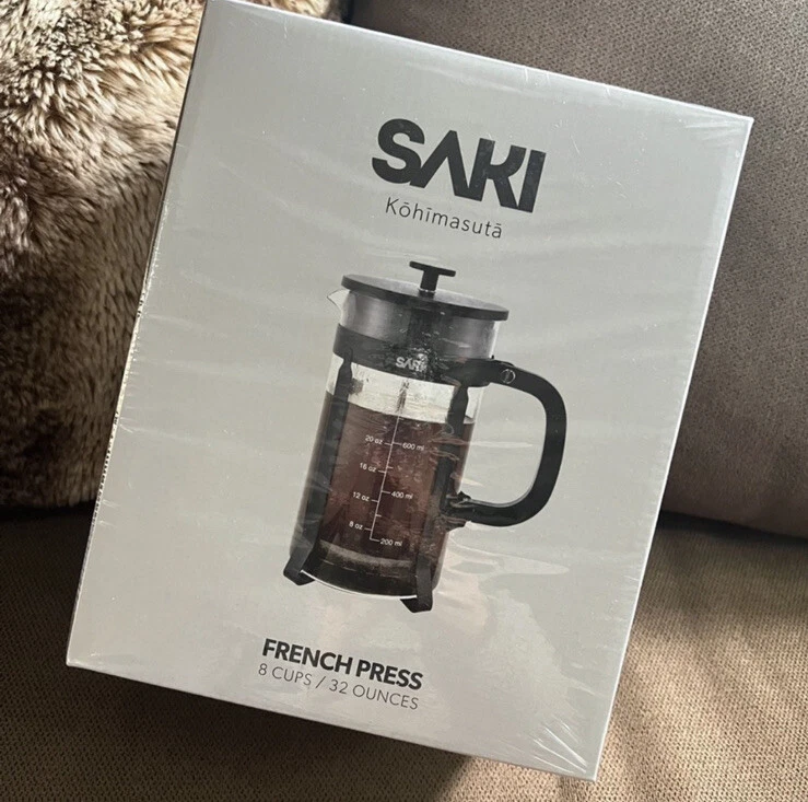 French Press SAKI Coffee New w/ acessories- Black