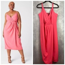 Lane Braynt Sleeveless Pleated-Front Hot Pink  Women's Midi Dress Size 16