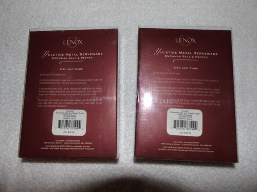 Lenox Yuletide Metal Serveware Snowman Salt and Pepper Set 2 Boxes New - Picture 5 of 5