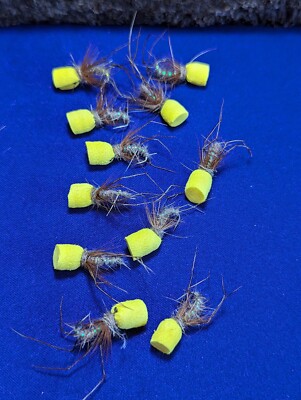 Fly Fishing,trout flies(Hare's Ear Popper Hopper) 👉12 pieces barbless👈  ,🧨🧨🧨