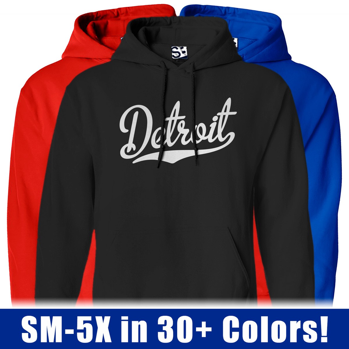 Detroit Script HOODIE Hometown Football Sports Team Jersey Hooded  Sweatshirt