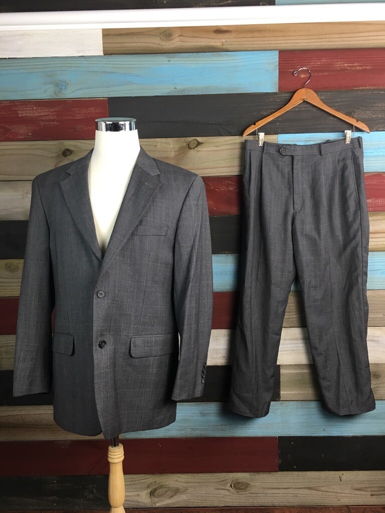 FILA Savile Row giacca pantalone uomo due bottoni grigio Glen check quadri lana R40