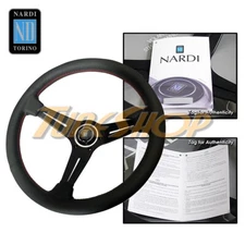 ITALY NARDI RALLY DEEP CORN 350MM STEERING WHEEL BLACK PERFORATED LEATHER RED/B