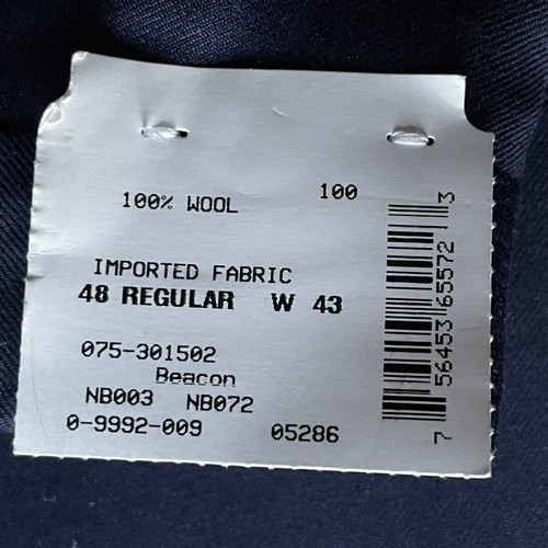 NWT Hickey Freeman Beacon Unhemmed Wool Dress Pants Slacks Navy Blue 42x30 Men - Foto 5 di 9