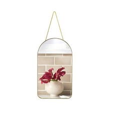Small Decorative Arched Wall Mirror Gold Frame Modern Hanging 15.8x9 Inch