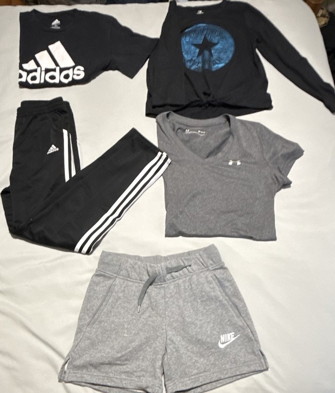 Adidas Nike Under Armour Mixed Lot Athletic Tops Track Pants Shorts Black Gray