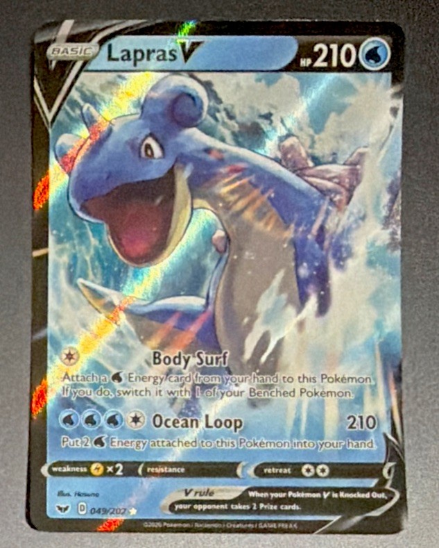 2020 Pokemon Sword and Shield LAPRAS V 049/202 Full Art Holo