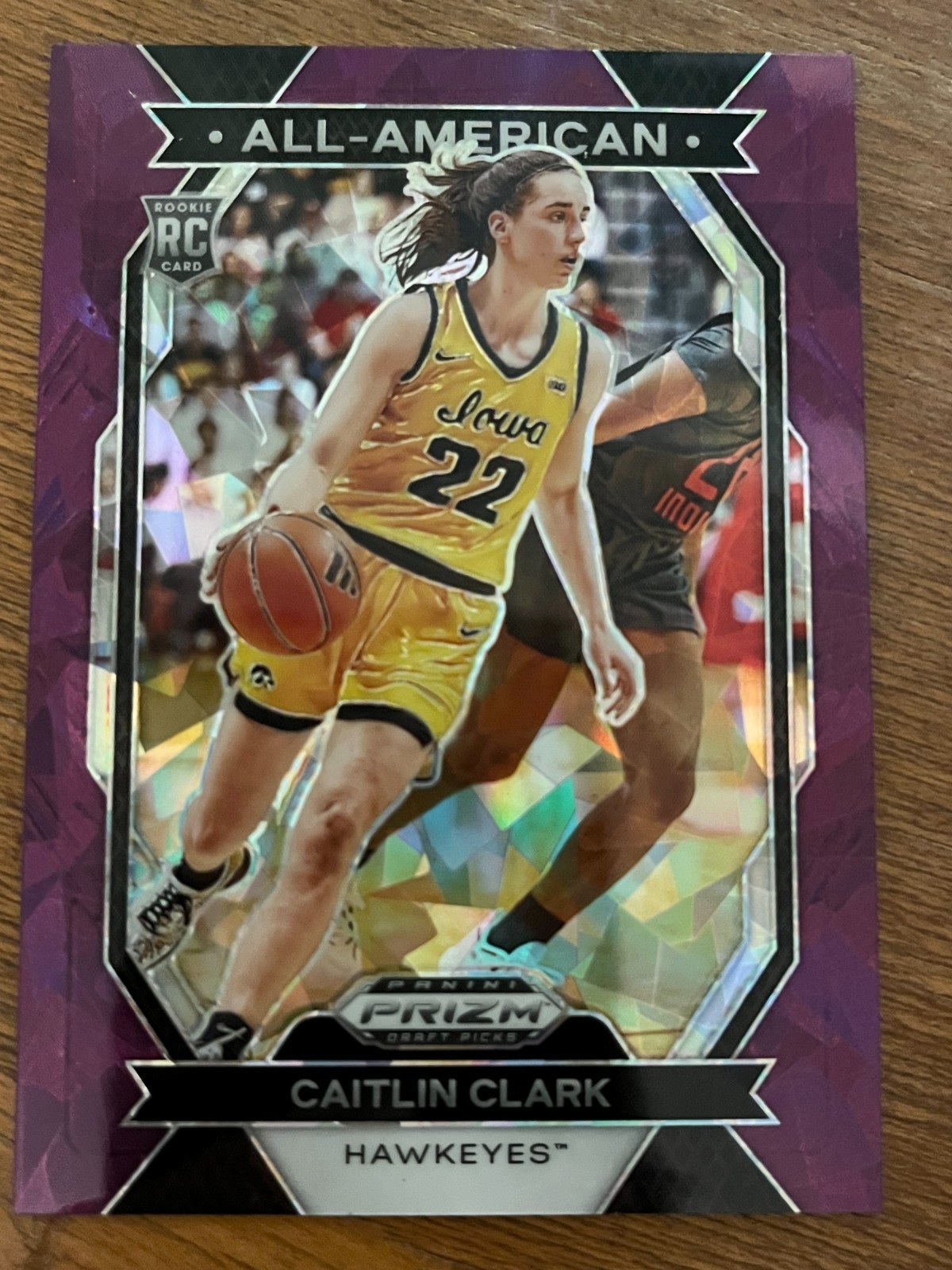 2024 Panini Prizm Draft Caitlin Clark RC Rookie All-American Purple Ice 86/149