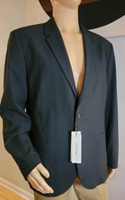 NWT Calvin Klein Slim Fit Mens Black Single Breasted Sport Coat Blazer XL 295