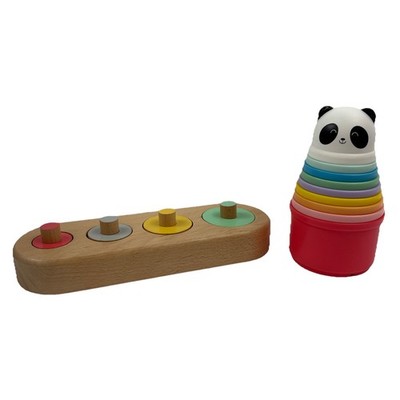 Kiwi Co Panda Crate Cylinder Puzzle and Stacking Cups From 11-18