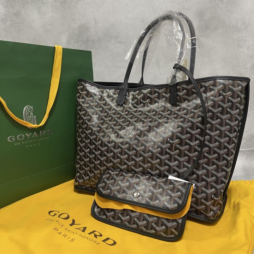 GOYARD Ange PM Black Calfskin Tote Bag Preowned