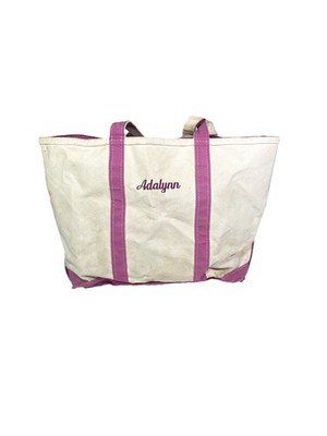 Vintage 90s LL Bean Boat And Tote Bag Large Zipper Magenta Pink