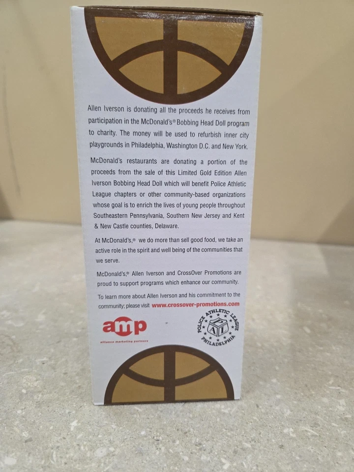 ALLEN IVERSON 2002 MCDONALD'S EDICIÓN LIMITADA DORADA CABEZA BOBBING BOBBLE CON CERTIFICADO DE AUTENTICIDAD Foto 4 de 4