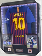 Lionel Messi Signed LED Framed Jersey Barcelona Beckett COA