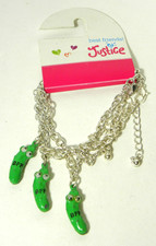 Girls Justice BFF Friendship Bracelets Silver Tone Pickle Chain Link Set of 3