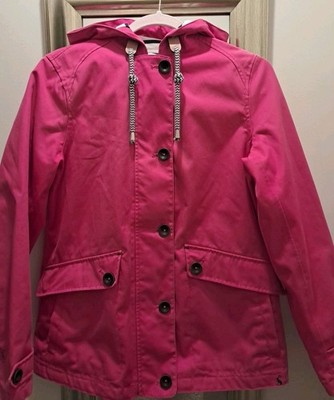 Joules Mariners Grade Yachting Sailing Coat Full Zip Hooded Jacket Pink UK 10