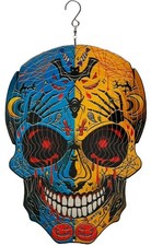 Giratorio de viento calavera decoración de Halloween de 12 pulgadas - Giratorio de jardín de metal 3D,