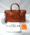 COACH Rhyder Satchel 3way Bag 38 CFN67 LHYU1 Antique Gold / Amber Brown Auth New