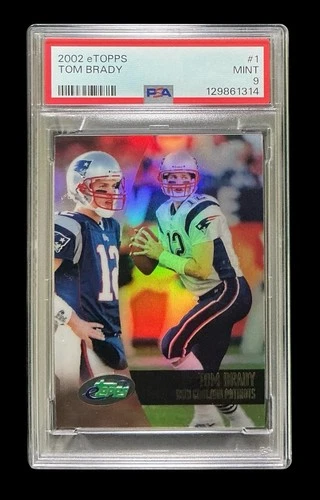 2002 topps chrome #1 tom brady; etopps 1st year inaugural refractor PSA 9  *READ
