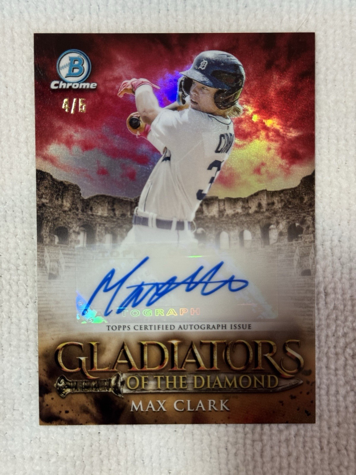 2024 Bowman Chrome Gladiators of The Diamond Max Clark Red /5 SSP #8 Prospect