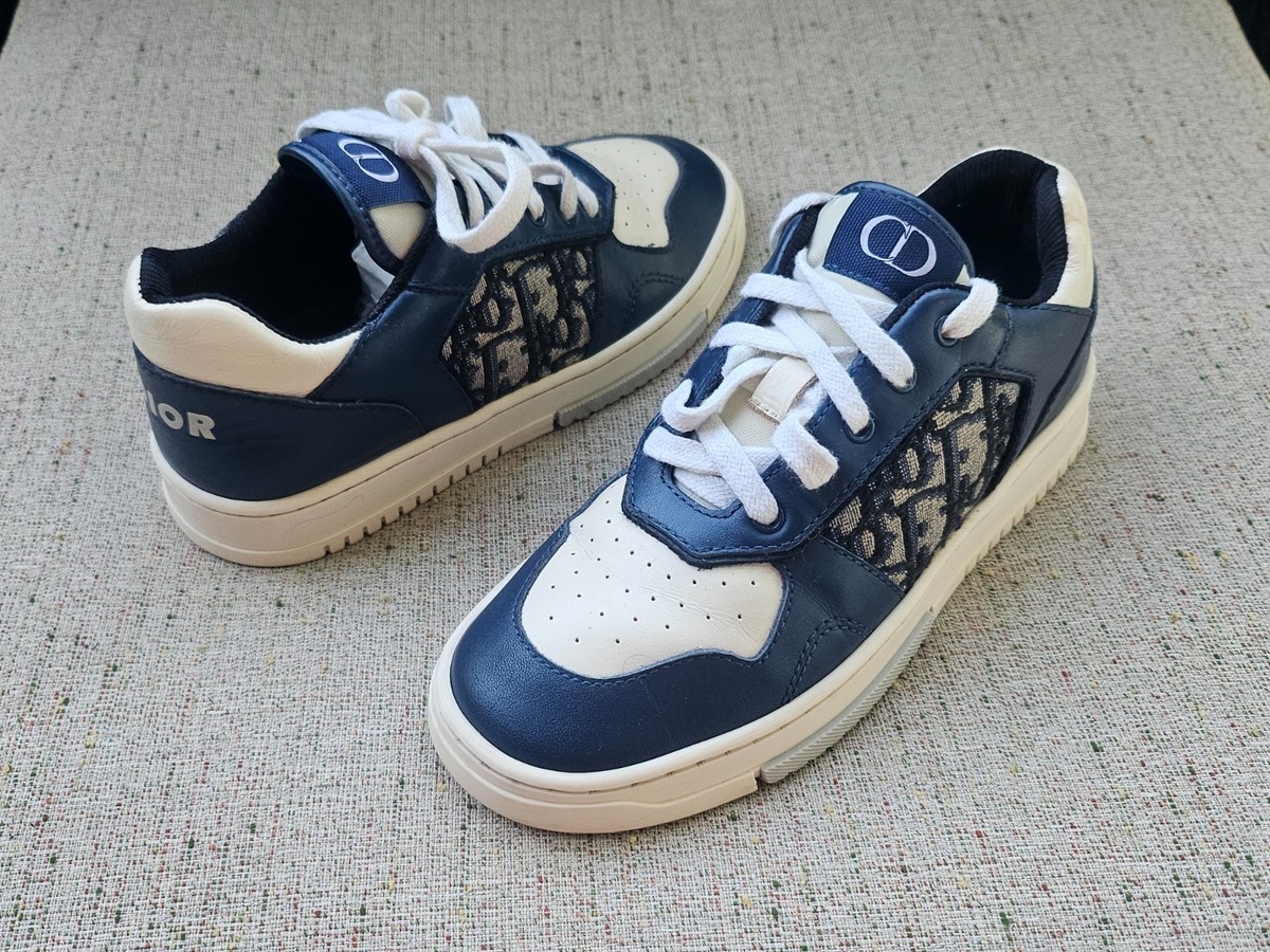 Christian Dior ロゴスニーカー ネイビー　size37 Dior Kid Boy Sneaker Blue/White Low Top Uptown Lace Up Shoes Size