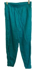 VINTAGE OLYMPIC EXPOSURE Women  s TRACK Jogger Pants Size Small Teal Nylon