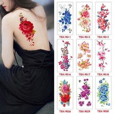 1 Sheet Woman Flowers Rose Waterproof Body Temporary Tattoos Stickers US  