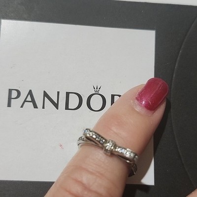 Pandora Sterling Silver Sparkling Bow Ring w/Clear Zirconia - 190906CZ Size 4.5