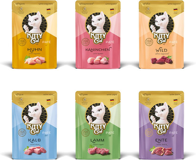 KITTY Cat Paté Mix 1, 6 X 85 G, Nassfutter Für Katzen Im Probierpaket, Getreidef