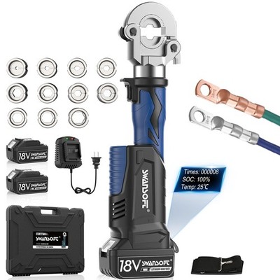 SWANSOFT Electric Hydraulic Crimping Tool, 6Ton 6AWG-600MCM Deep Blue 