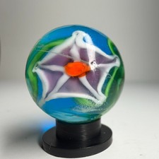 22mm STARGAZER Lily flower Handmade Glass Pink Blue Marble 7/8" SHOOTER Stand