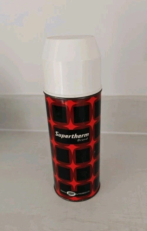 Thermos For Boots Flask Black & Red Patterned Picnic Camping Used