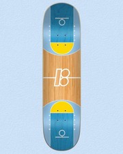RARE Plan B Ball Court Basketball Blue/Yellow/Natural NOS 8.375 Skateboard Deck