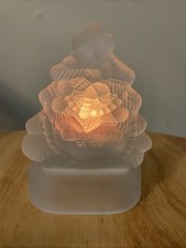 Vintage Frosted Crystal Glass Christmas Tree Tealight Candle Holder, Taiwan
