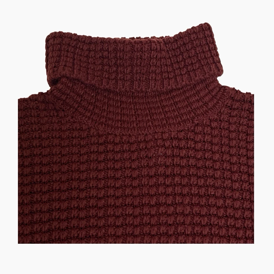 Suéter de cuello alto Rena Rowan para mujer grande grueso tejido gofre borgoña acogedor de colección Foto 4 de 4