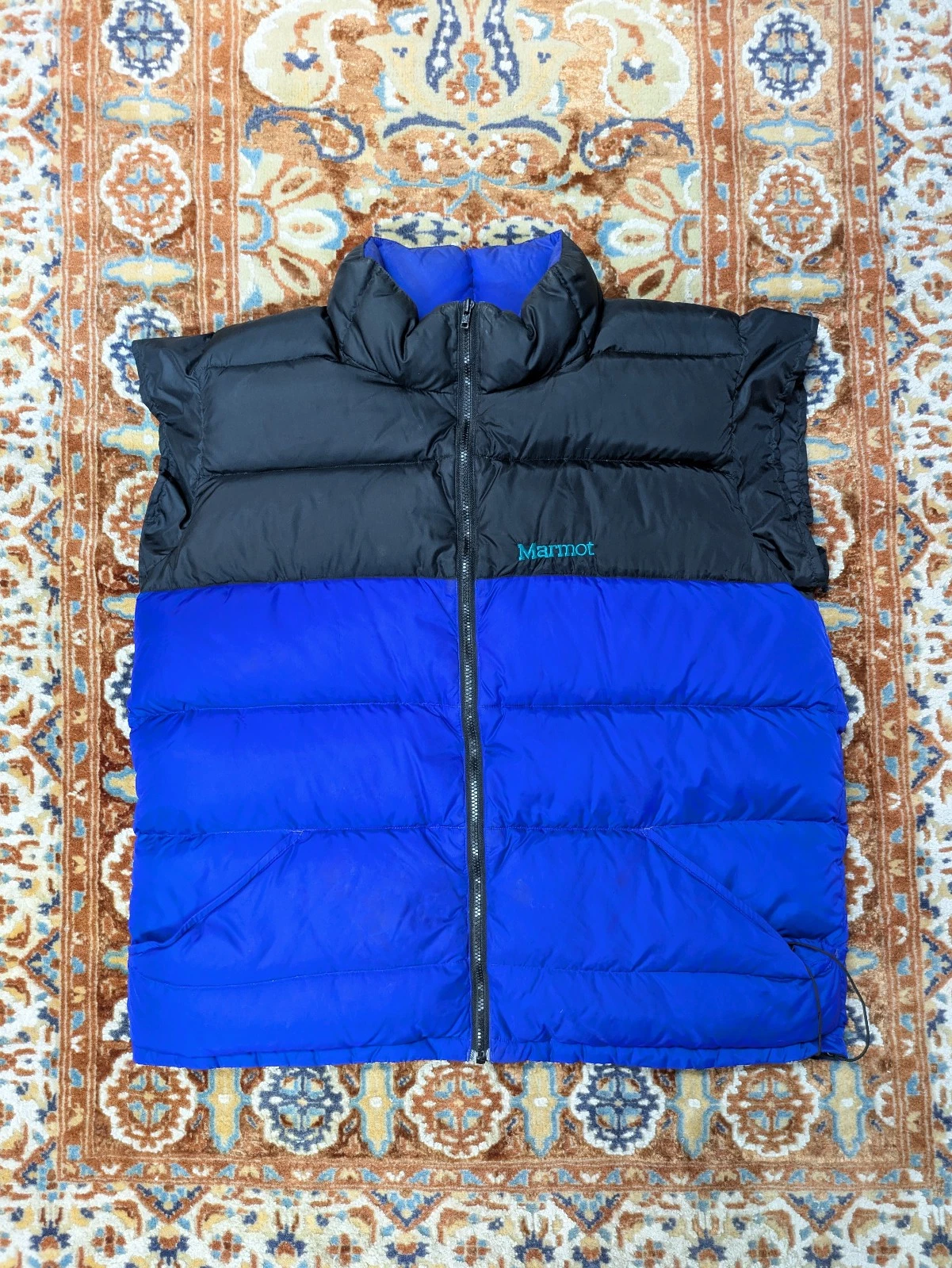 VTG Marmot Down Puffer Vest, Large, Colorblock, Retro Outdoors