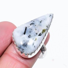 Rainbow Moonstone Gemstone Handmade 925 Sterling Silver Jewelry Ring Size 9 d831