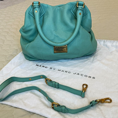 Marc by Marc Jacobs Blue Pebbled Satchel Top Handle Bag Gold Hardware Strap